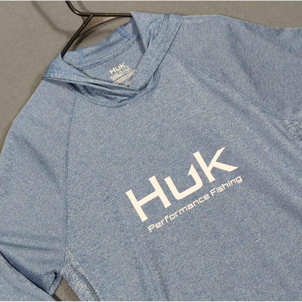 Huk Hooded Shirt Men's M Blue Performance Long Sleeve Fishing Outdoor